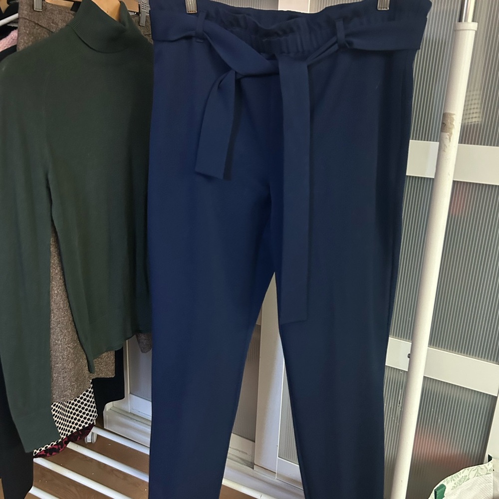 Tristan Deep Blue Tie-Waist Trousers